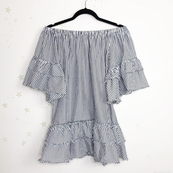 Zara off the shoulder striped tunic dress - Picture 4 of 12